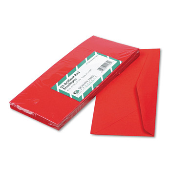 Quality Park 4.13 in. x 9.5 in. #10, Commercial Flap, Gummed Closure, Colored Envelope - Red (25/Pack)