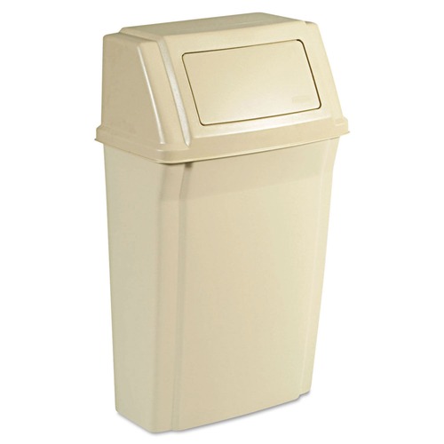 Trash & Waste Bins | Rubbermaid Commercial FG782200BEIG Profile 15 Gallon Wall-Mounted Container - Beige image number 0