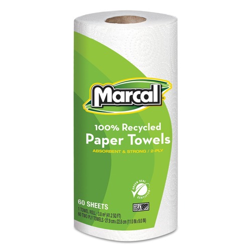  | Marcal 6709 2 Ply 9 in. x 11 in. 60 Sheets 100% Premium Recycled Kitchen Roll Towels (15/Carton) image number 0
