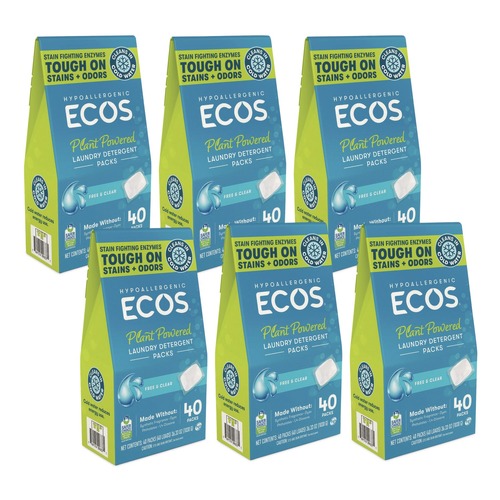 Cleaning & Janitorial Supplies | ECOS 963706CT Laundry Detergent Packs - Free and Clear (6/Carton) image number 0
