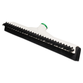 Unger 18 in. Brush Polypropylene Bristles Plastic Handle Sanitary Brush with Squeegee - Black Bristles/Moss Handle