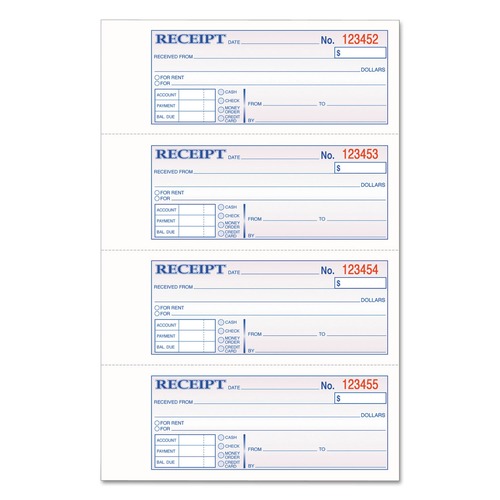 Office Jansan | Adams TCH1185 7 x 2.75 Three-Part Carbonless Casebound (Hard Cover) Money/Rent Receipt Book, 200 Forms Total image number 0