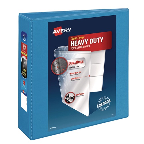 Office Jansan | Avery 05601 11 in. x 8.5 in. 3 Rings 3 in. Capacity Heavy-Duty Non Stick View Binder with DuraHinge and Slant Rings - Light Blue image number 0