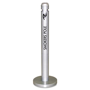 SMOKING RECEPTACLES | Rubbermaid Commercial FGR1SM Round Steel Smoker's Pole (Silver)