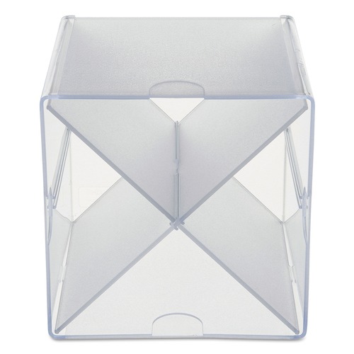 Office Jansan | Deflecto 350201 6 in. x 7.2 in. x 6 in. 4 Compartments X Divider Stackable Plastic Cube Organizer - Clear image number 0