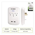 Office Electronics & Batteries | GoGreen Power GG-13000USB2 3 Outlet 2 USB Wall Tap, 735 J, White image number 1