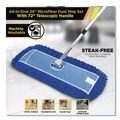 Mops | Gritt Commercial GRI17424T4PK 24 in. x 5 in. 72 in. Silver Aluminum Handle Microfiber Dust Mop Set with Telescopic Handle - Blue (4/Kit) image number 4