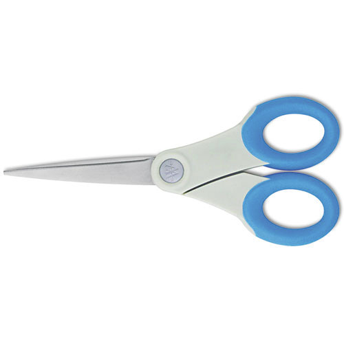  | Westcott 14648 7 in. Long, 3 in. Cut Length, Pointed Tip, Scissors with Antimicrobial Protection - Blue Straight Handle image number 0