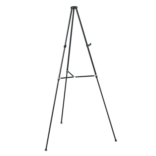 Office Jansan | Quartet 51E 38 in. - 66 in. High Lightweight Aluminum Telescoping Tripod Easel - Black image number 0