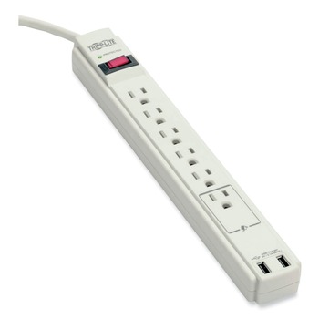 Tripp Lite 6 Outlets / 2 USB 6 ft. Cord 990 Joules Protect It! Surge Protector - Gray
