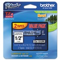 Office Jansan | Brother P-Touch TZE1312PK Tze Standard Adhesive 0.47 in. x 26.2 ft. Laminated Labeling Tapes - Black On Clear (2/Pack) image number 1