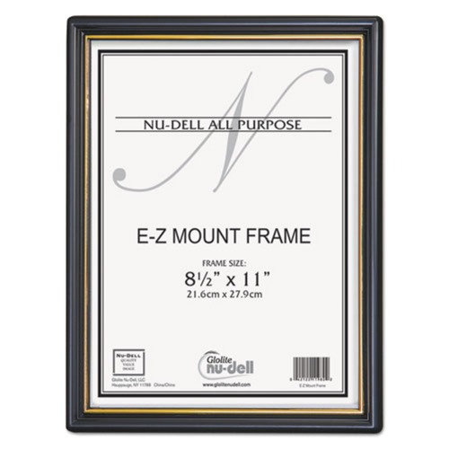 Customer Appreciation Sale - Save up to $60 off | NuDell 11880 8.5 in. x 11 in. Insert EZ Mount Document Frame with Trim Accent and Plastic Face - Black/Gold image number 0
