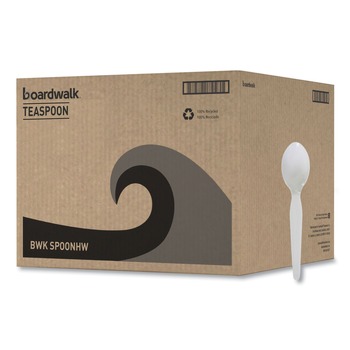 Boardwalk BWKSPOONHW Heavyweight Polystyrene Teaspoon Cutlery - White (1000/Carton)