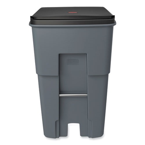Trash Cans | Rubbermaid Commercial FG9W2200GRAY Brute Heavy-Duty 95 Gallon Square Rollout Waste Container - Gray image number 0