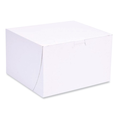 Food Trays, Containers, and Lids | SCT 1545 8 in. x 8 in. x 5 in. Paper Standard Bakery Boxes - White (100/Carton) image number 0