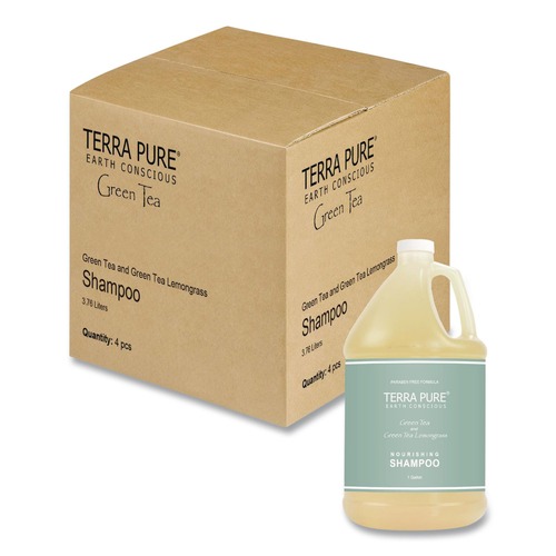 Cleaning & Janitorial Supplies | Diversified Hospitality Solutions GAL01DBGS128 Terra Pure 1 Gallon Shampoo - Green Tea Lemongrass (4/Carton) image number 0