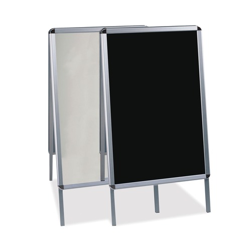 MasterVision DKT30505072 Magnetic 25 in. x 35 in. Wet Erase Sign Board Stand - Black/Aluminum image number 0