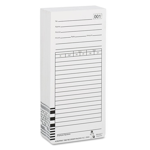 Office Jansan | Acroprint 09-9111-000 3.5 in. x 7 in. Two Sides Time Clock Cards for Acroprint ES1000 (100/Pack) image number 0