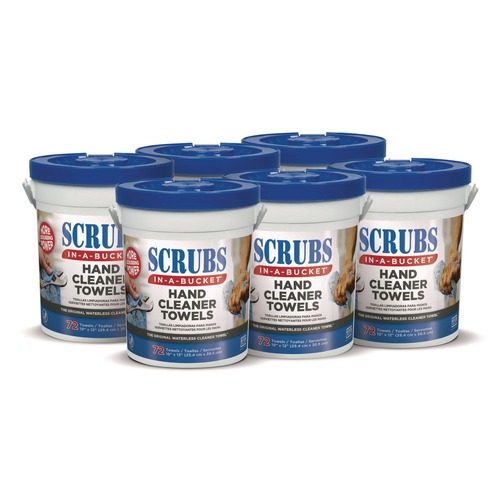 Cleaning & Janitorial Supplies | SCRUBS 42272 In-A-Bucket 10 in. x 12 in. Hand Cleaner Towels (6/Carton) image number 0