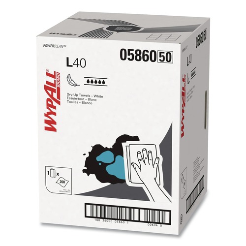 Cleaning & Janitorial Supplies | WypAll 05860 19.5 in. x 42 in. L40 Dry Up Towels - White (200 Towels/Carton) image number 0