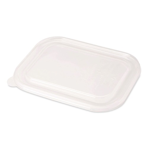 Food Trays, Containers, and Lids | World Centric TRL-CS-8 6.3 in. x 8.2 in. x 0.5 in. Plastic Lids for Fiber Containers - Clear (400/Carton) image number 0