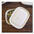 Food Trays, Containers, and Lids | World Centric CTLSCU3LF 8.9 in. x 6.9 in. x 0.4 in. Paper Fiber Lids for Fiber Containers - Natural (400/Carton) image number 5