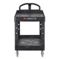  | Rubbermaid Commercial FG454600BLA 26 in. x 55 in. x 33.25 in. 750 lbs. Capacity 2 Lipped Shelves Heavy-Duty Plastic Utility Cart - Black image number 0