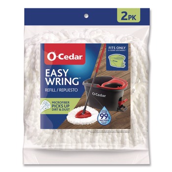 O-Cedar EZWring Patented Microfiber Spin Mop Refill Custom Size for EZ Wring Mop Systems - White (4 Packs/Carton)