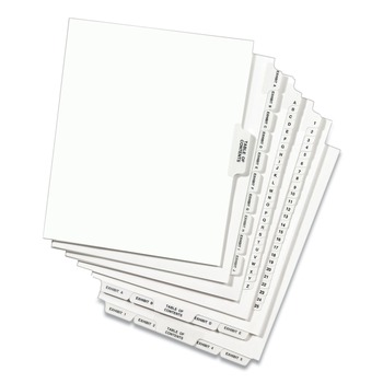 Avery 11 in. x 8.5 in. 26-Tab A to Z Avery Style Preprinted Legal Exhibit Side Tab Index Dividers - White (1-Set)