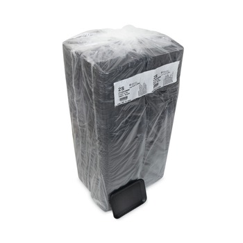 Pactiv Corp. 8.2 in. x 5.7 in. x 0.65 in. No. 2S Foam Supermarket Tray - Black (500/Carton)