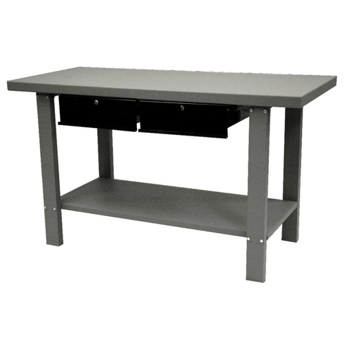 Workbenches | Homak GW00550170 59 in. Industrial Steel Workbench with 2 Drawers - Gray image number 0