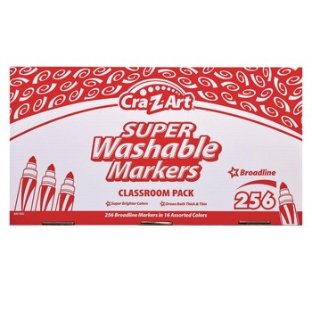 Cra-Z-Art Super Washable Broad Bullet Tip Markers Classpack - Assorted Colors (256/Set)