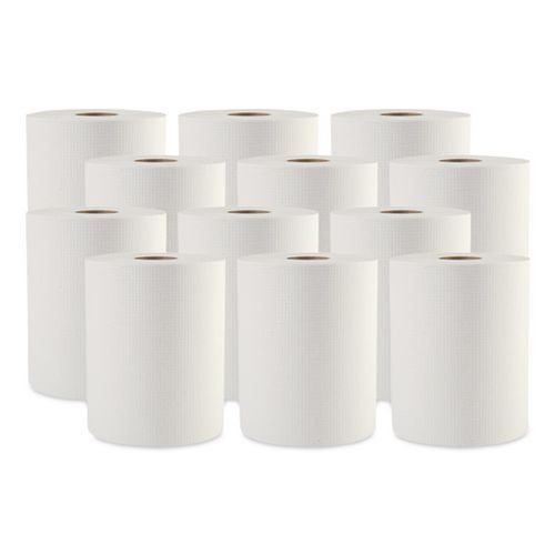 Paper Towels and Napkins | Boardwalk 8123 2 in. Core 1-Ply 8 in. x 600 ft. Hardwound Paper Towels - White (12/Carton) image number 0