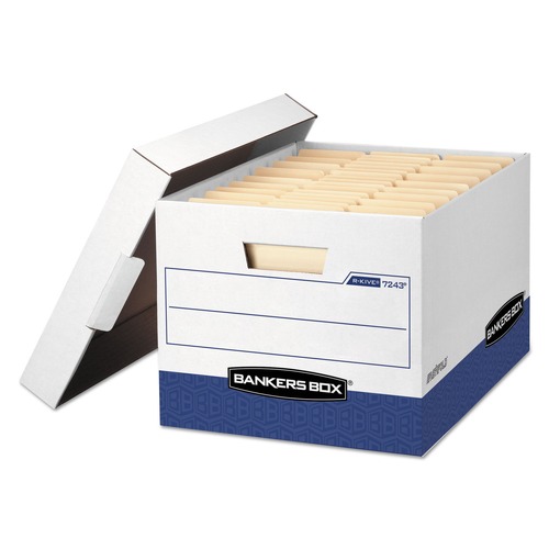  | Bankers Box 0724314 12.75 in. x 16.5 in. x 10.38 in. R-KIVE Heavy-Duty Letter/Legal Storage Boxes - White (20/Carton) image number 0