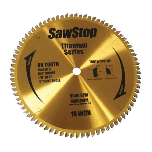 Blades | SawStop BTS-P-80HATB Titanium Series 10 in. 80 Tooth Premium Woodworking Blade image number 0