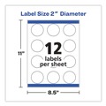 Office Jansan | Avery 22807 2 in. Diameter Print-to-the Edge Labels with Sure Feed and Easy Peel - Round Glossy White (120/Pack) image number 1
