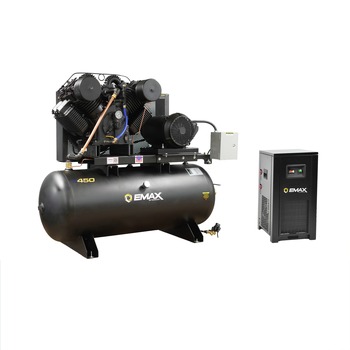 EMAX 20 HP 120 Gallon Oil-Lube Stationary Air Compressor with 115V 11 Amp Refrigerated Corded Air Dryer Bundle