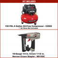 Nail Gun Compressor Combo Kits | Porter-Cable C2002-NS150C 0.8 HP 6 Gallon Oil-Free Pancake Air Compressor and 18-Gauge 1-1/2 in. Narrow Crown Stapler Kit Bundle image number 1