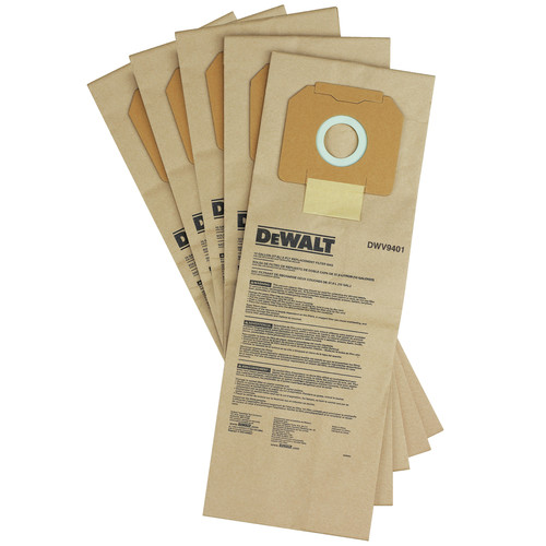 Bags and Filters | Dewalt DWV9401 Paper Bag for DEWALT Dust Extractors (5-Pack) image number 0