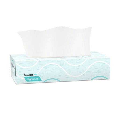 Tissues | Cascades PRO F600 Signature 2-Ply 8 in. x 8 in. Flat Box Facial Tissue Paper - White (30 Boxes/Carton, 100 Sheets/Box) image number 0