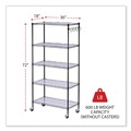  | Alera ALESW653618BA 36 in. x 18 in. x 72 in. 5-Shelf Wire Shelving Kit with Casters and Shelf Liners - Black Anthracite image number 3