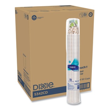 Dixie 5342CD PerfecTouch 12 oz. Paper Hot Cups - Coffee Haze Design (50/Sleeve, 20 Sleeves/Carton)