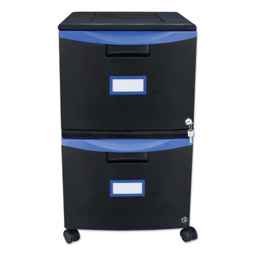 Storex 61314U01C 14.75 in. x 18.25 in. x 26 in. Two Drawer Mobile Filing Cabinet - Black/Blue image number 0