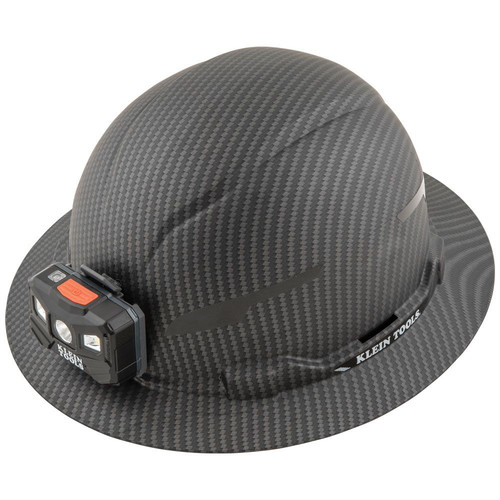 Hard Hats | Klein Tools 60346 Premium KARBN Pattern Class E, Non-Vented, Full Brim Hard Hat with Rechargeable Lamp image number 0