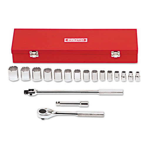 Hand Tool Sets | Proto J54120 18-Piece 1/2 in. Drive 12-Point SAE Mechanic's Tool Set image number 0