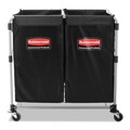 Office Jansan | Rubbermaid Commercial 1881781 Two-Compartment 24.10 in. x 35.70 in. x 34 in. Collapsible X-Cart - Black/Silver image number 0