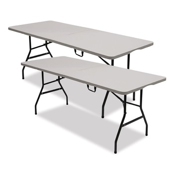 Iceberg 70.9 in. x 29.1 in. x 30 in. Bifold Rectangular Resin Folding Table - White Granite Top/Gray Base/Legs (2/Pack)