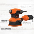 Palm Sanders | Black & Decker BDERO200AEV 2.4 Amp 5 in. Corded Random Orbit Sander image number 3