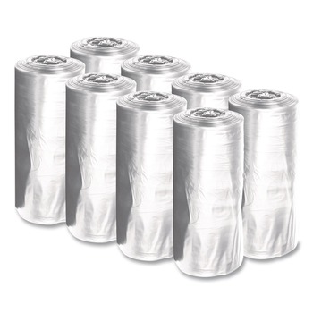 Boardwalk 23 Gallon 0.9 mil 28 in. x 45 in. Perforated Roll Linear Low Density Can Liners - Clear (25 Bags/Roll, 8 Rolls/Carton)