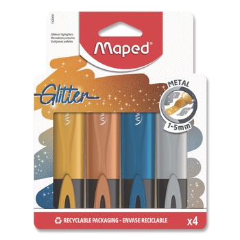 Maped Helix Fluo Peps Metallic Glitter Chisel Tip Highlighter - Assorted Ink/Assorted Barrel (4/Pack)